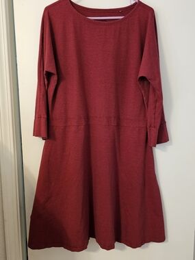 Toad&Co Women's Midi A-Line Dress in Deep Red Size XL